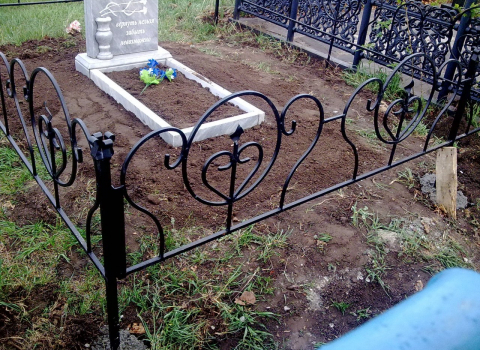 Кованая ограда на могилу в черном цвете РК-059