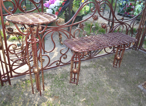 Кованая ограда, лавка и столик в бронзовом цвете РК-074