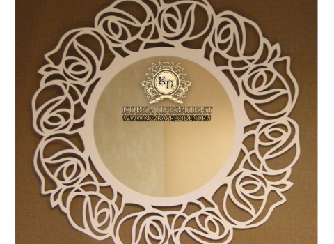 Круглое кованое зеркало в белом цвете КЗР-028