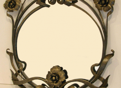 Круглое зеркало с художественной ковкой КЗР-045