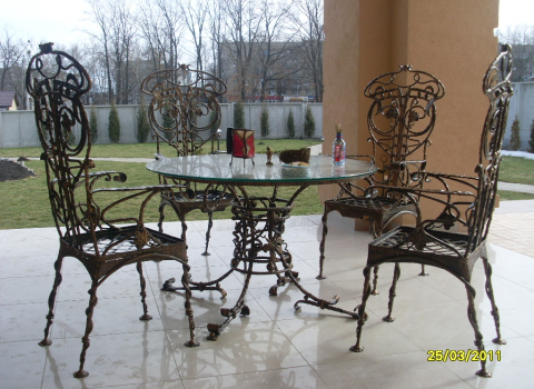Дизайнерские кованые стол и стулья СТЛ-054
