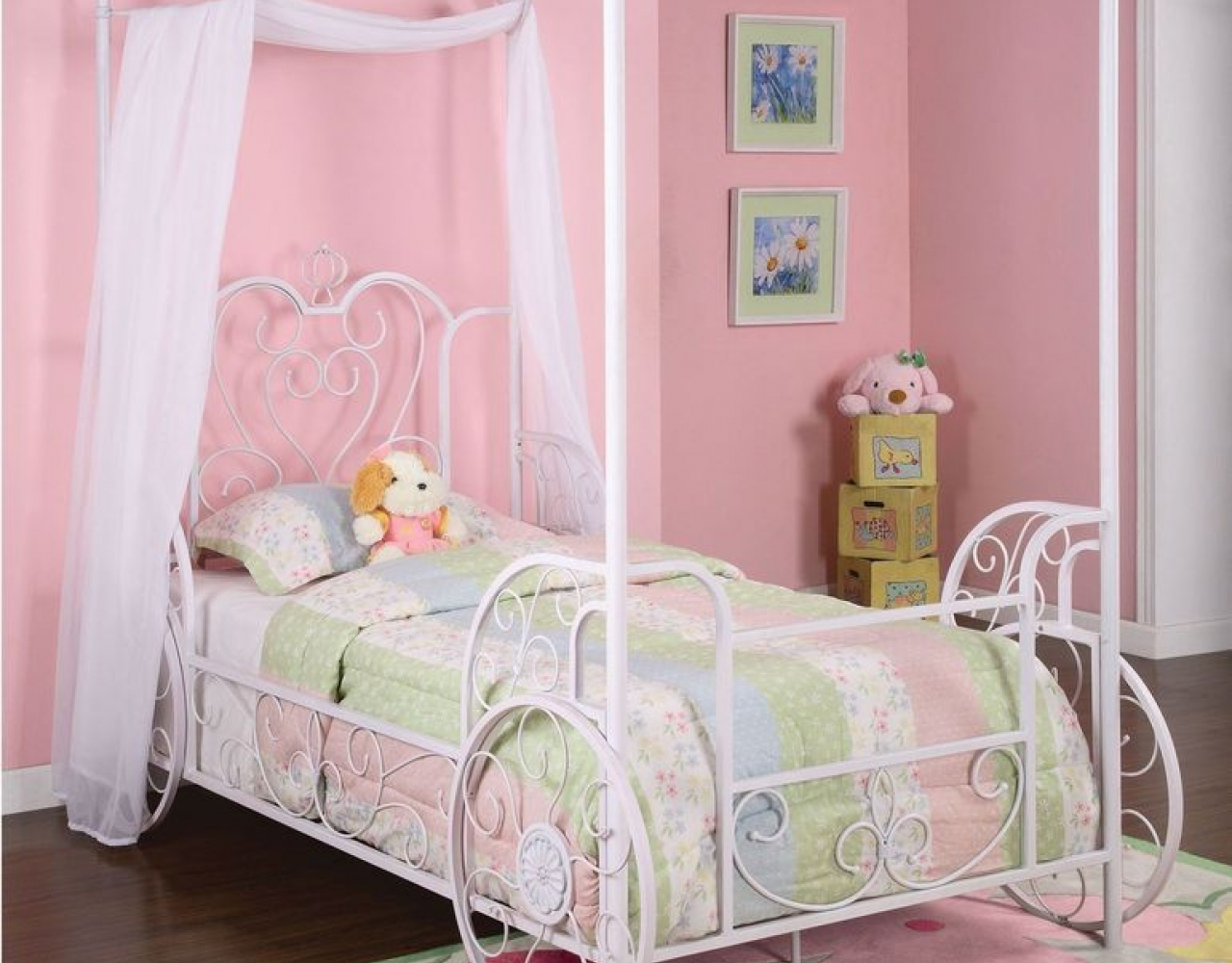 Белая кованая детская кровать КРВ-032