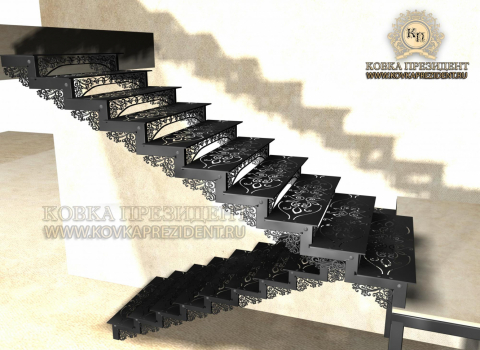 Кованая металлическая лестница КЛ-102