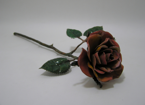 Большая цветная кованая роза КЦВ-058