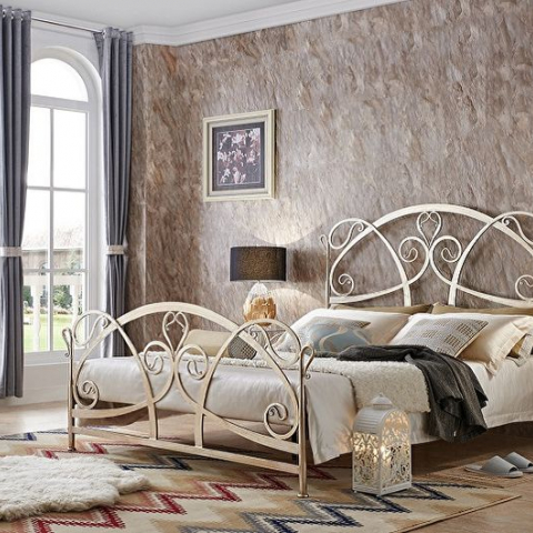 Белая кровать с художественной ковкой КРВ-033